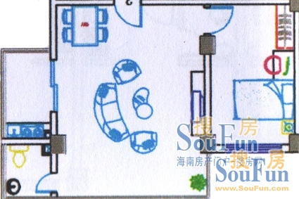 海口龙华玉泉公寓45平方米 1室1厅1卫