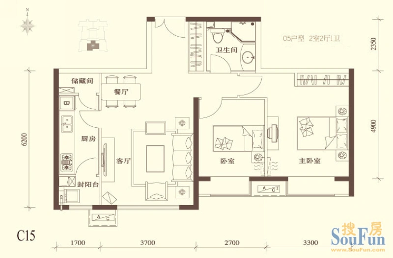 东五环富力又一城均价23000元/平米 两,三居户型