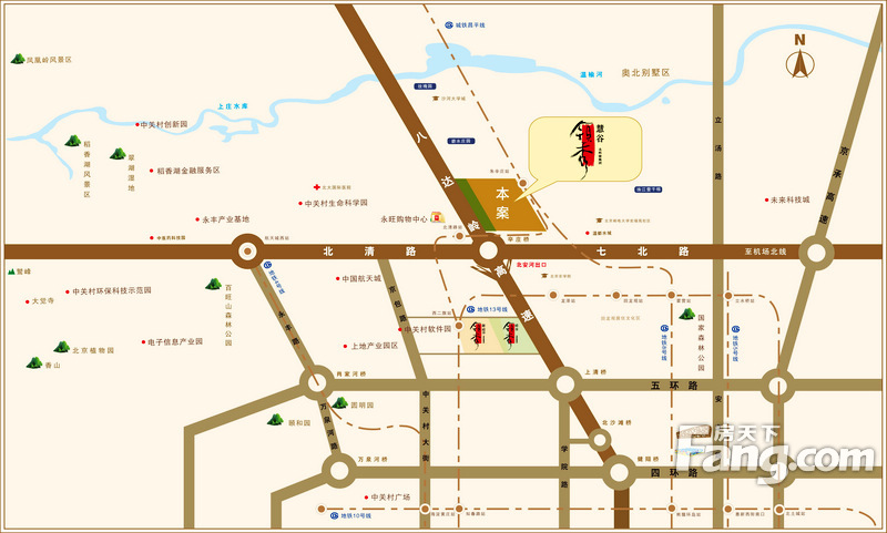 领秀慧谷的相册-区位交通图 