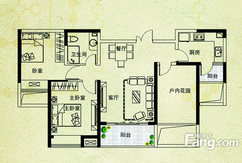 美景鸿城的相册-二期c-2户型 2室2厅1卫89.00㎡