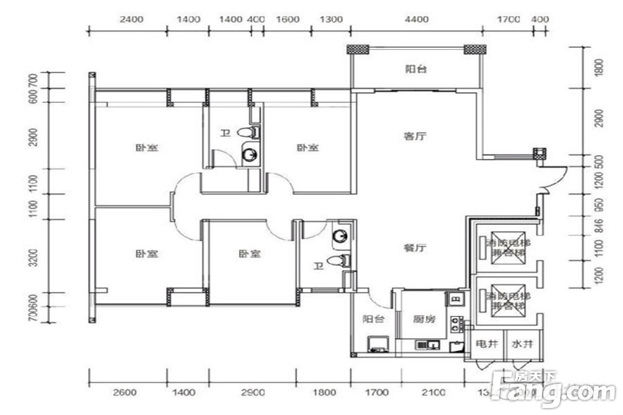 正升华府a12栋2-24层 4室2厅2卫4室2厅2卫1厨0.00㎡