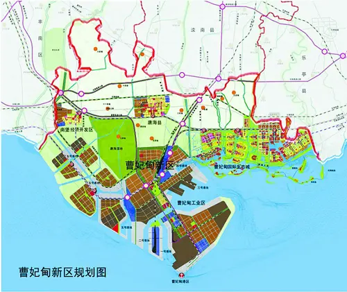 曹妃甸国际生态城位于曹妃甸港的东北部,起步区规划面积30平方公里