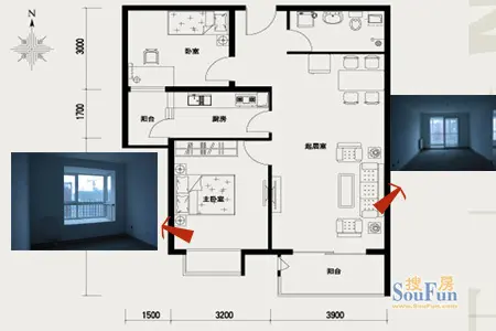 上林溪 b户型图 2室2厅1卫93.00㎡