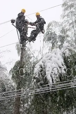 南方大雪普降高压电线已结冰考验08年雪灾供电设施