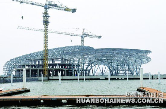 唐山湾国际旅游岛正在建设中的三贝明珠码头
