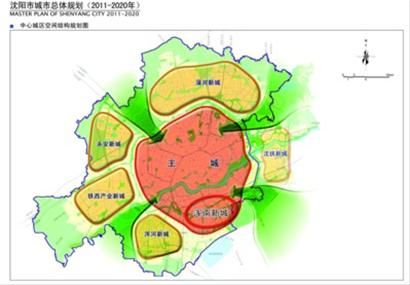 沈阳市中心城区空间结构规划图。 