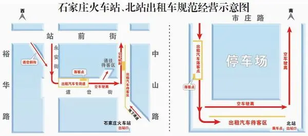 石家庄火车站,北站1日起将对全市出租车开放