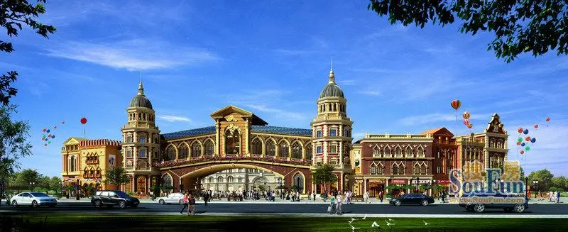 联邦祥云国际吃遍中国h区步行街外立面效果图