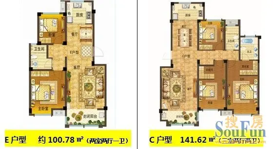 在于人们对它的切身体验,依云小镇拥有丰富的户型选择,100-180m2阔景