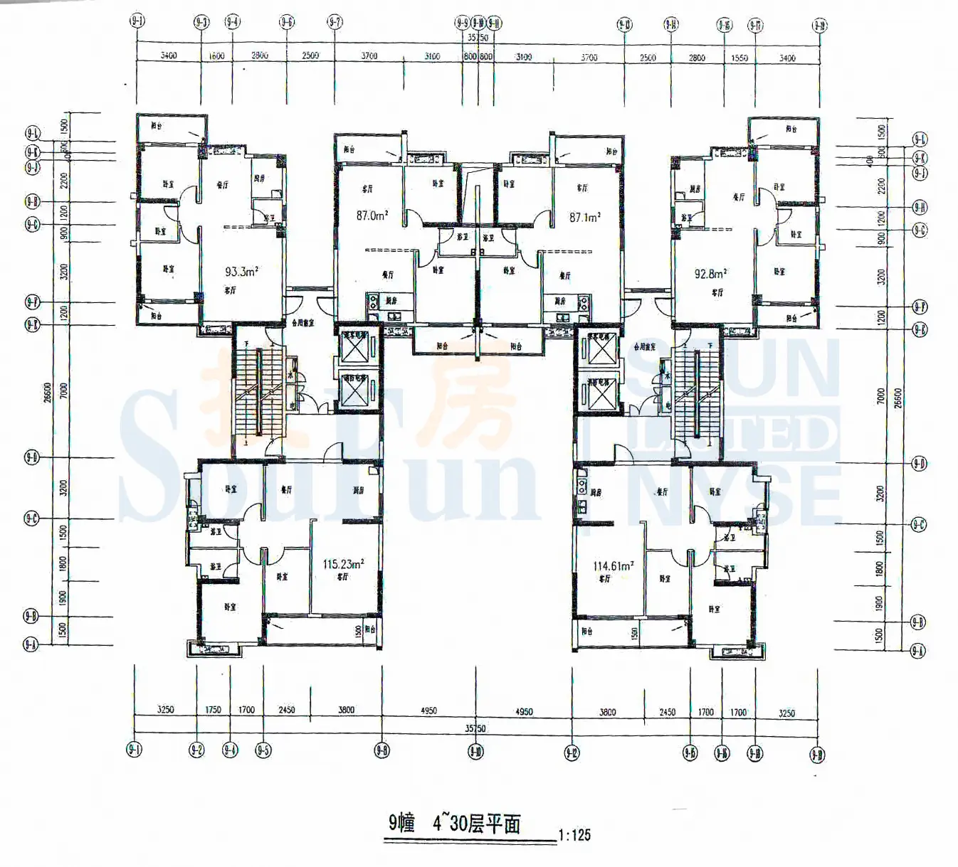 【版主福利】改版后图纸户型70-154平 规划九幢高层9-32层