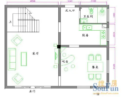 90平方房屋平面设计图 两层楼