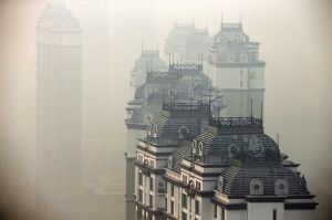 哈尔滨市上空烟云笼罩