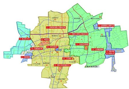 济南市城区供热企业服务区域示意图图片
