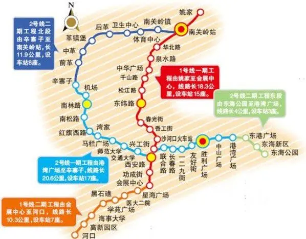 以下是大连 线路图, 1,2号线途径地点都已标注出来,详情请看图片 优惠