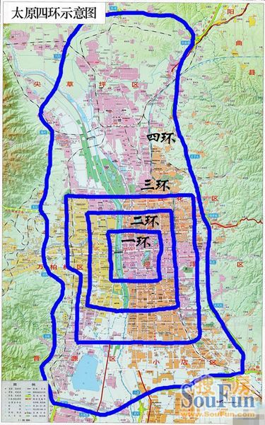 太原道路改造规划图流出未来将建大五环