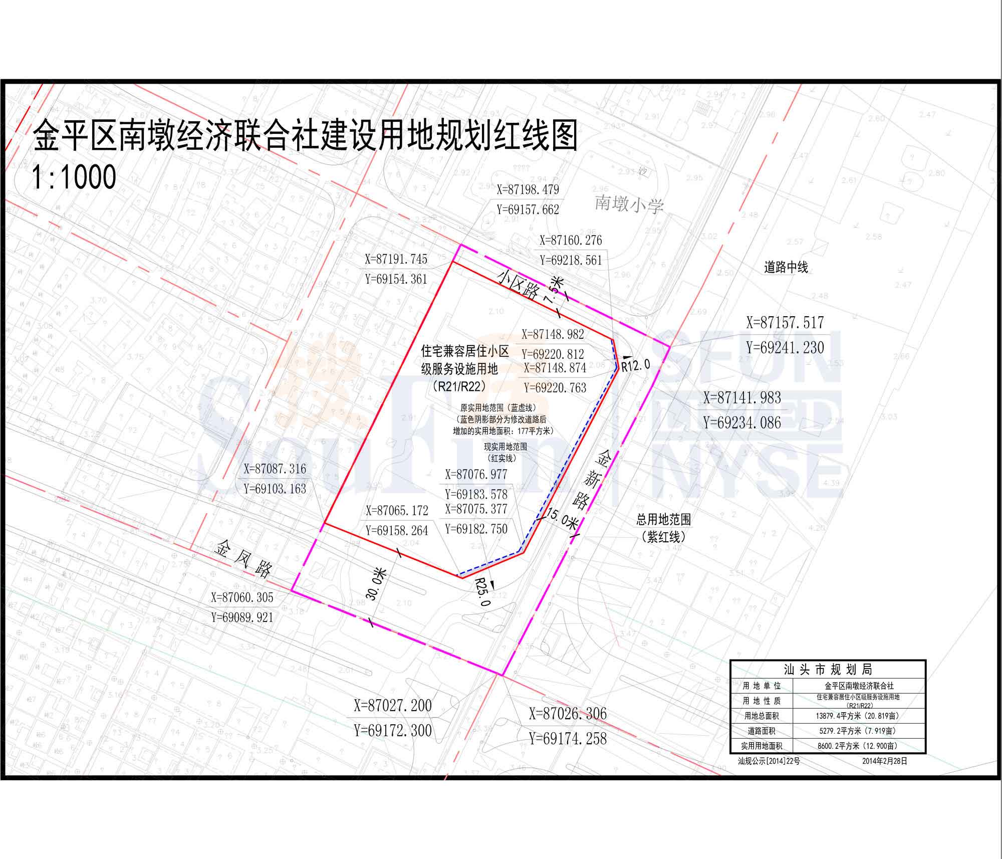 附图:金平区南墩经济联合社建设用地红线图