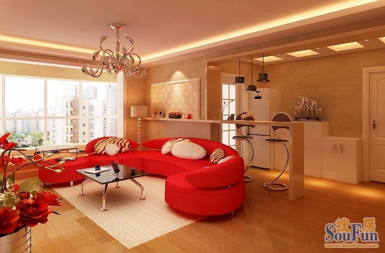 简约时尚三居室装修设计 红与黑的浅吟低唱(组图)