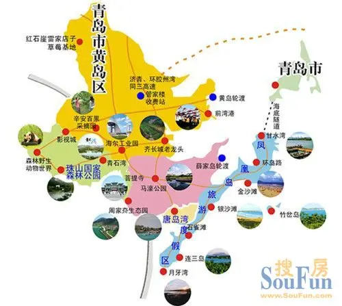 黄岛区旅游景点分布图