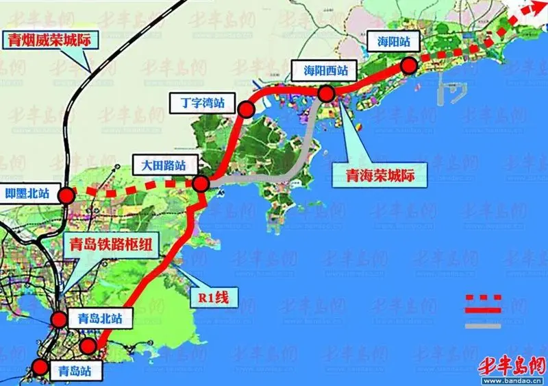 原规划在即墨至海阳间通过在黄海丁字湾新建一座跨海大桥,最终到达
