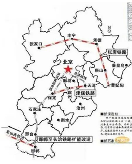 图为张唐铁路路线图