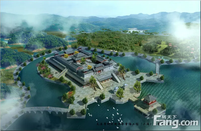 晋文公祠项目用地位于晋祠公园南湖湖心岛上,此处位于晋祠公园东南隔
