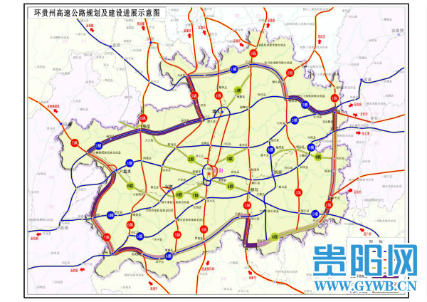 环贵州高速公路规划及建设进展示意图