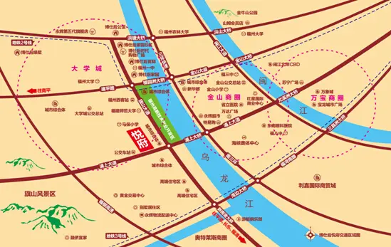 【博仕后悦府】身处福州到闽侯的浦上大桥桥头堡位置,连接福州南,福州