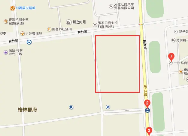 解放道与东安路交口东安路段西侧规划为城市绿地,廊坊市园林绿化管理