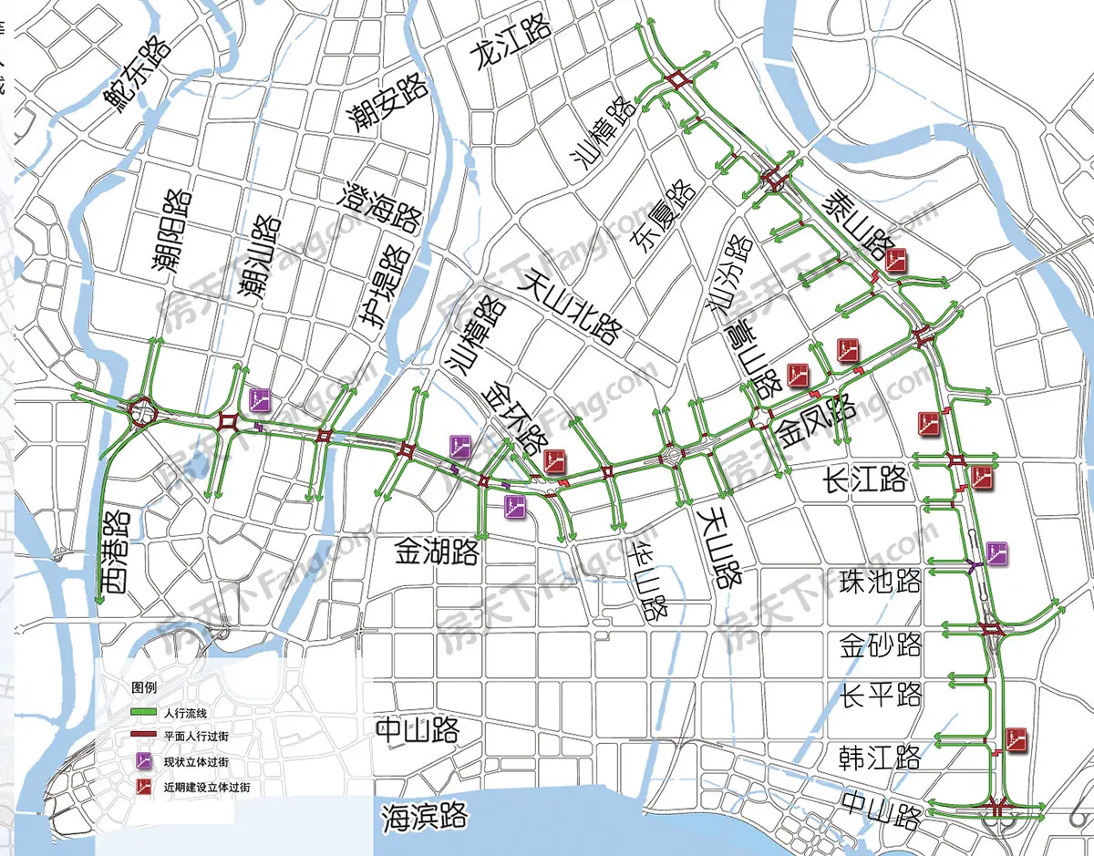 潮汕路,泰山北路,凤东路,中山东路,苏埃湾通道—汕南大道,疏港大道,g