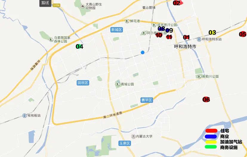 (2018年呼和浩特市区出让地块分布图来源:房天下)