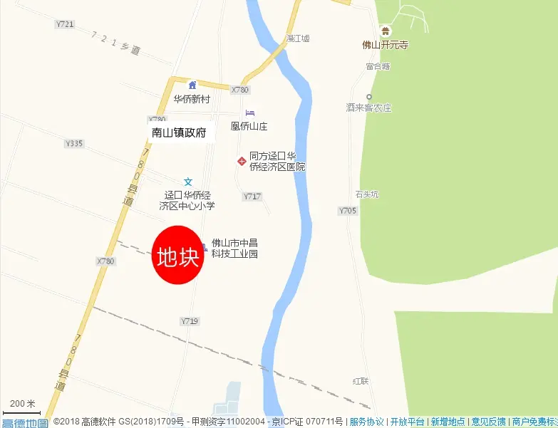 本次出让地块位于三水南山镇 ,镇中708县道,719乡道之间,其北侧即为