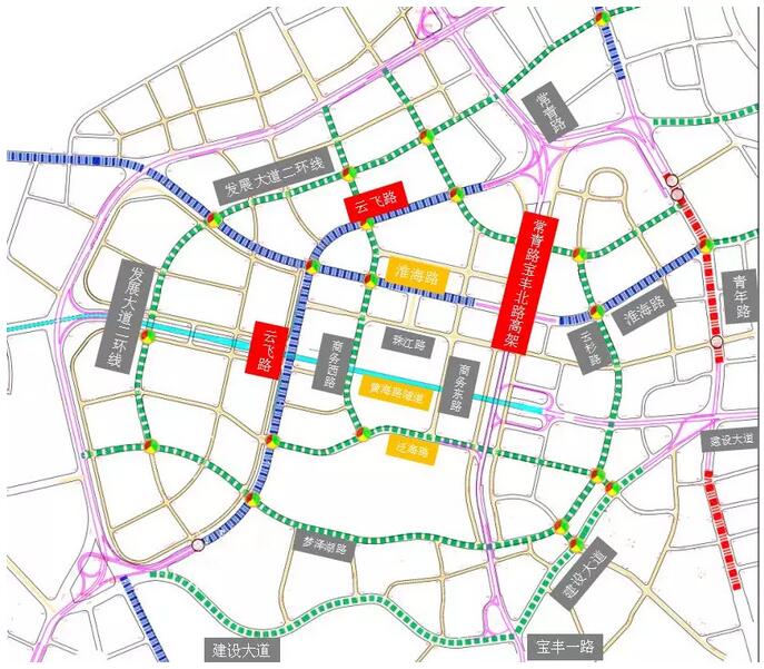 cbd规划两纵三横的路网骨架,共规划城市主次干道42条,是武汉市道路网