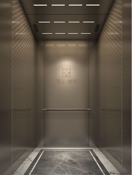 除此之外,滨江•樾府电梯轿厢的地面和局部墙身采用特色装饰.