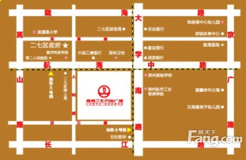 郑州二七万达广场交通图