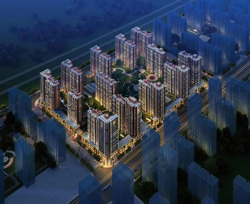 新天地美域效果图18区夜景鸟瞰图 新天地美域效果图18区夜景鸟瞰图