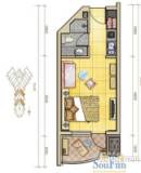 御庭春MOMA白金海岸公寓C1户型一室两厅一卫-面积37.54平米