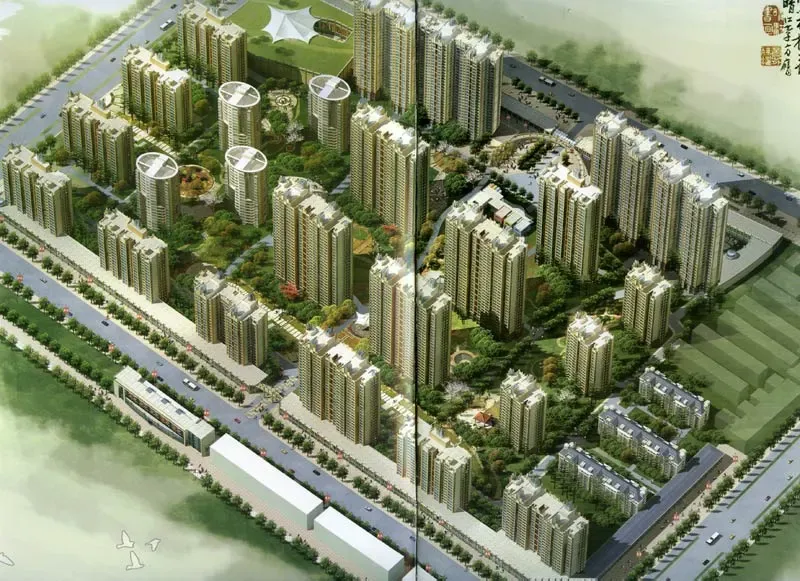 依水现代城效果图鸟瞰图 依水现代城效果图鸟瞰图