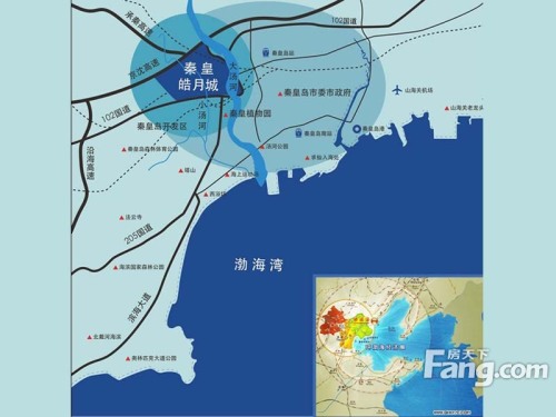 秦皇皓月城交通图项目区位图