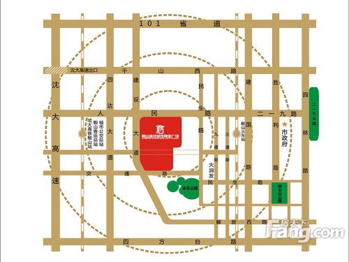 鞍山港龙城市商业广场交通图项目区位图