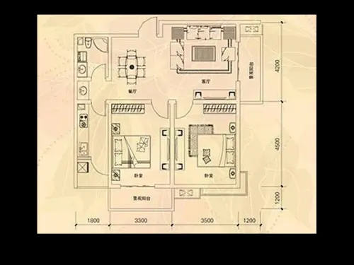 金林佳园户型图2期c户型2室2厅1卫1厨