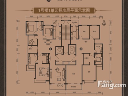 唐山恒大华府户型图1-1户型4室3厅2卫1厨