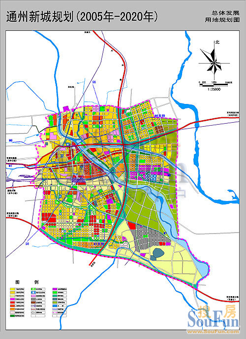 通州新城用地规划图仅供大家参考,开卷总会有益穿过城市中心的是运