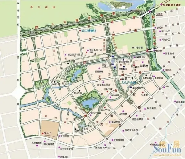 群力新区:群力新区位于哈尔滨城市西部,北靠美丽的松花江,南临机场