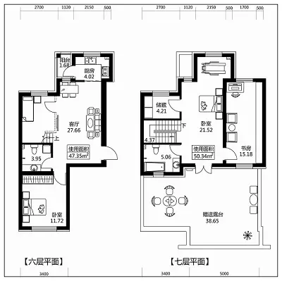 二层跃层别墅平面图图片