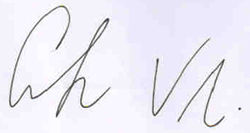 哥伦比尼总经理Carlo Vicchi的亲笔签名