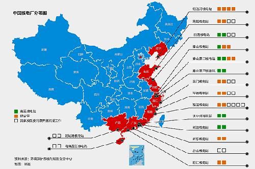中国核电厂分布图