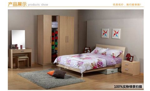 雅斯ARTS五件套1.8m床+床头柜*2+四门衣柜+弹簧床垫