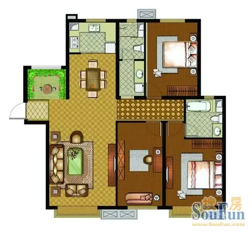 万汇金宸国际143㎡三室两厅两卫