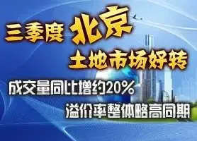 三季度北京供地力度加大 土地成交首先同比增长