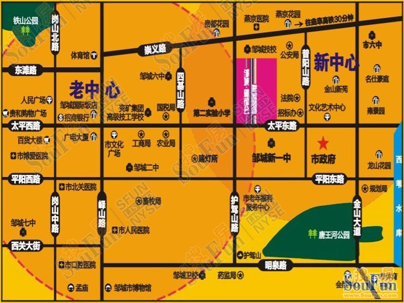 邹城市中心店镇规划图图片
